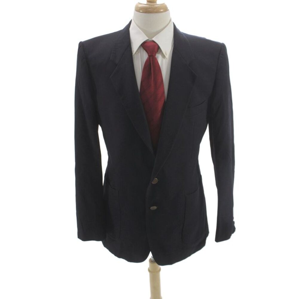Yves Saint Laurent Mens Blazer Black Wool Button Long Sleeve Size 40